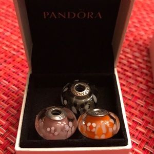PANDORA - 3 JUMBO MURANO CHARMS
